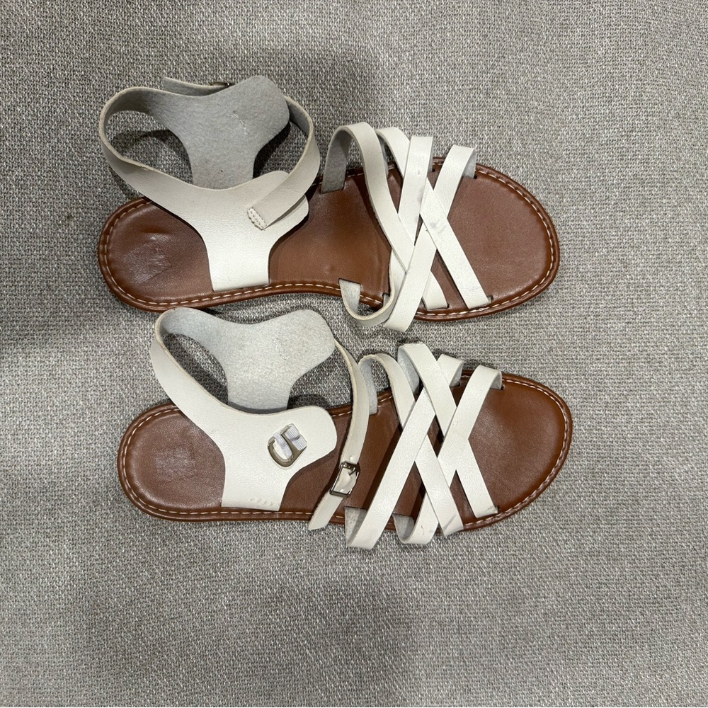Elegant White and Brown Women's Sandals